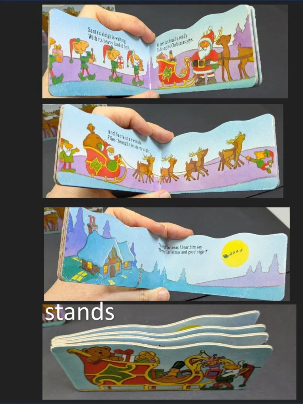Santa’s Christmas Story Tray 1991, Vintage 22 Mini Board Books Stand Up Decor